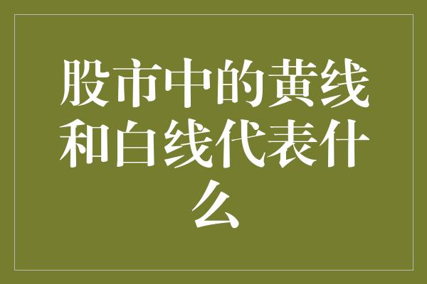 股市中的黄线和白线代表什么