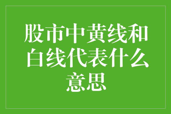 股市中黄线和白线代表什么意思