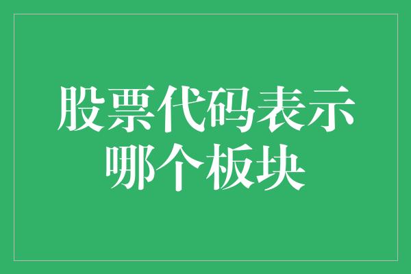 股票代码表示哪个板块