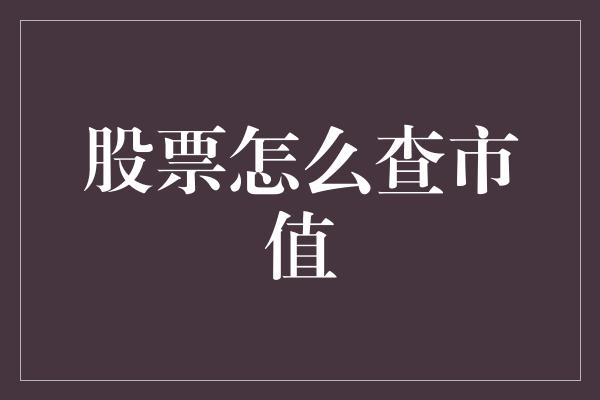 股票怎么查市值