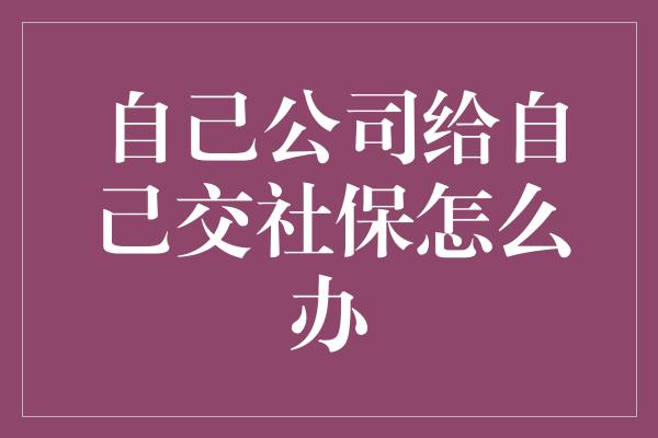 自己公司给自己交社保怎么办