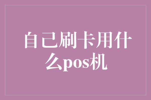 自己刷卡用什么pos机