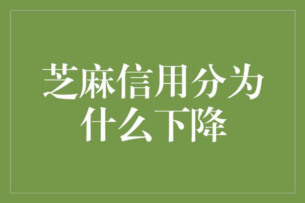 芝麻信用分为什么下降