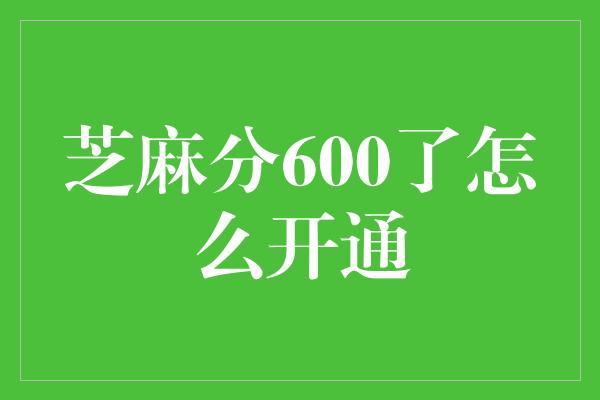 芝麻分600了怎么开通