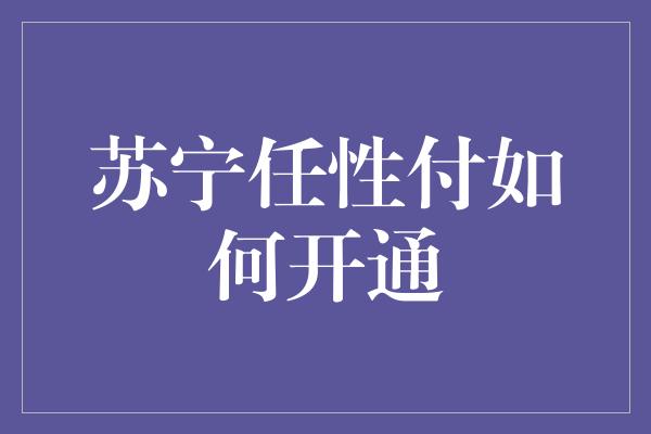 苏宁任性付如何开通