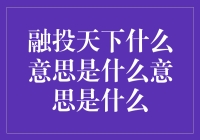 融投天下？哦，那不就是你要借钱给‘天下第一’的我的意思嘛！