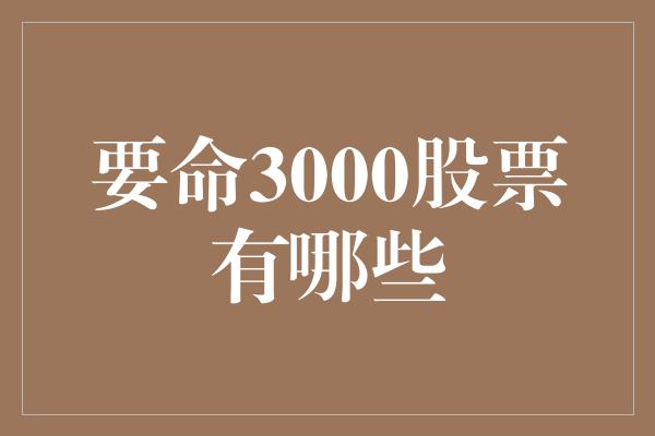 要命3000股票有哪些