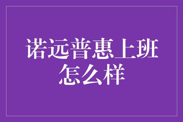 诺远普惠上班怎么样