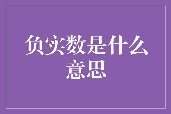 负实数是什么意思