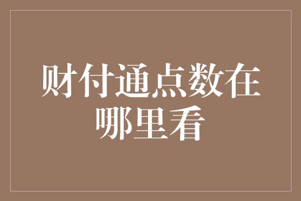 财付通点数在哪里看