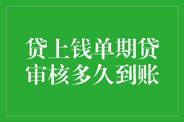 贷上钱单期贷审核多久到账