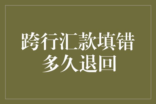 跨行汇款填错多久退回