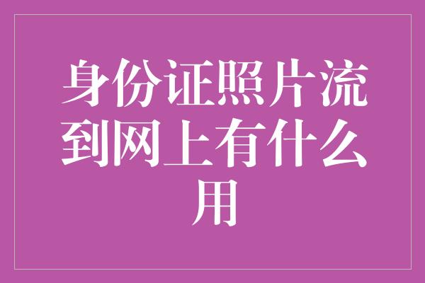 身份证照片流到网上有什么用