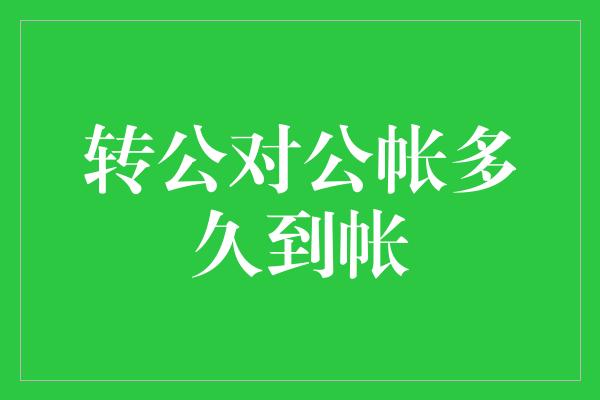 转公对公帐多久到帐