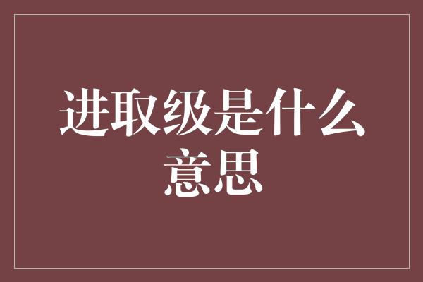 进取级是什么意思