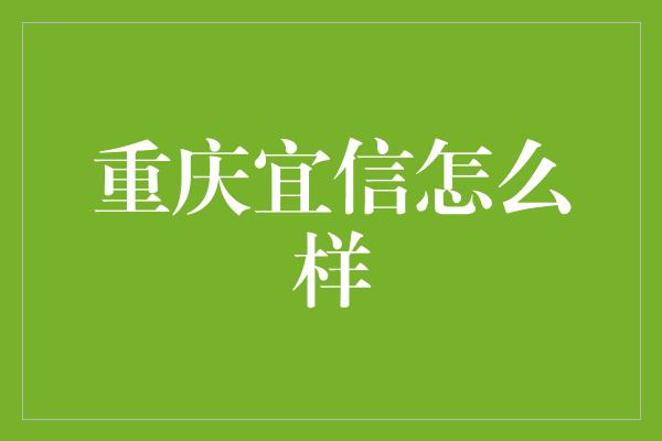 重庆宜信怎么样