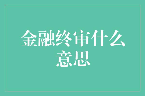 金融终审什么意思