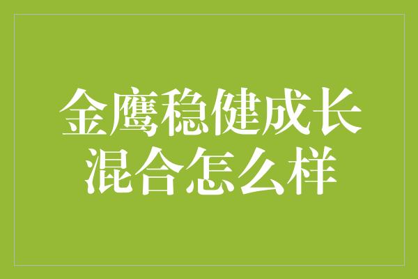 金鹰稳健成长混合怎么样