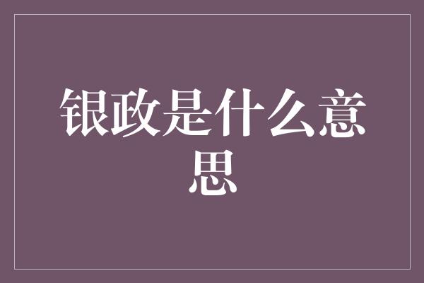 银政是什么意思