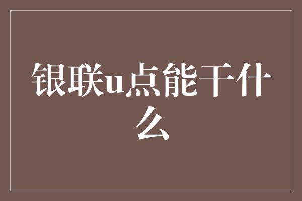 银联u点能干什么