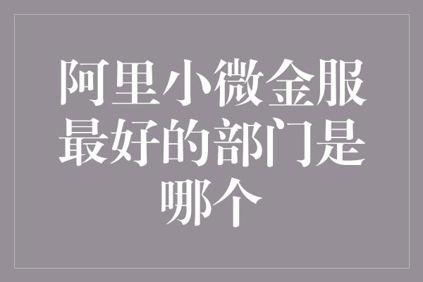 阿里小微金服最好的部门是哪个