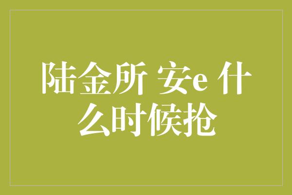 陆金所 安e 什么时候抢