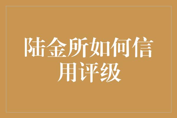 陆金所如何信用评级