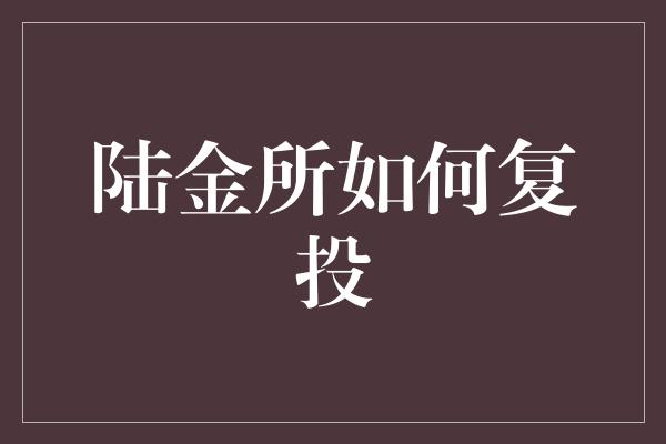 陆金所如何复投