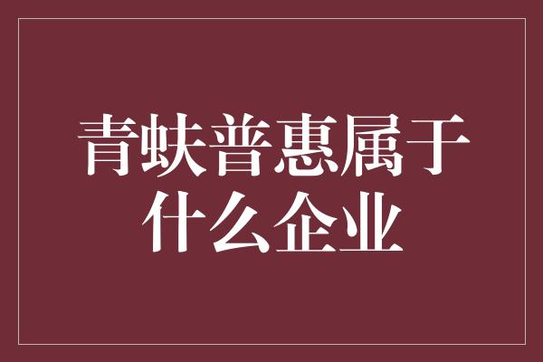 青蚨普惠属于什么企业