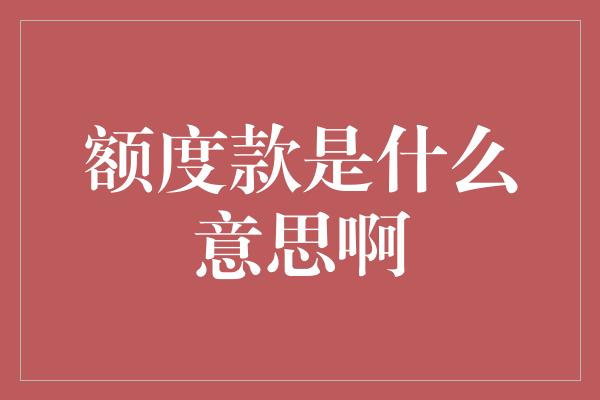 额度款是什么意思啊