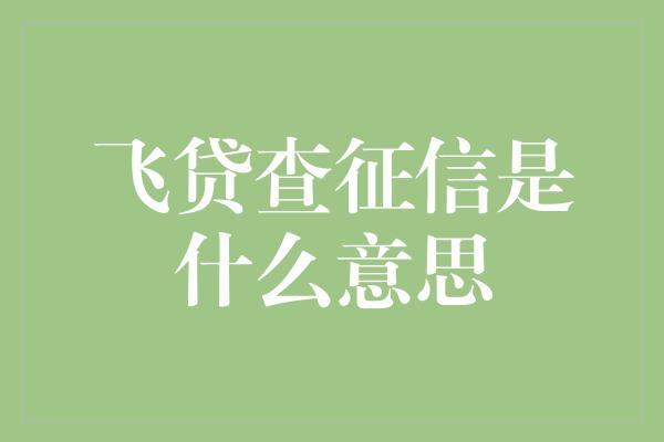 飞贷查征信是什么意思