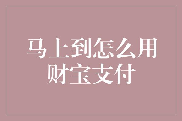 马上到怎么用财宝支付