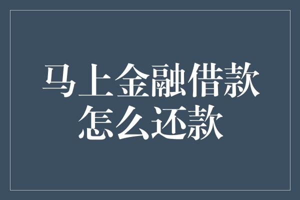 马上金融借款怎么还款