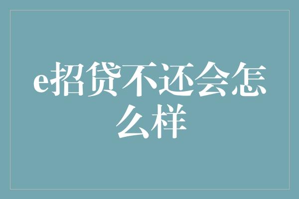 e招贷不还会怎么样