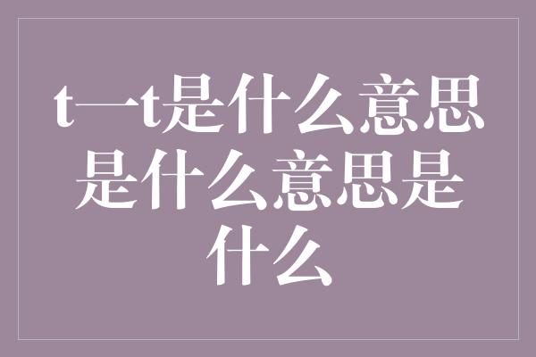 t一t是什么意思是什么意思是什么