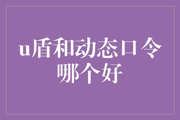 u盾和动态口令哪个好