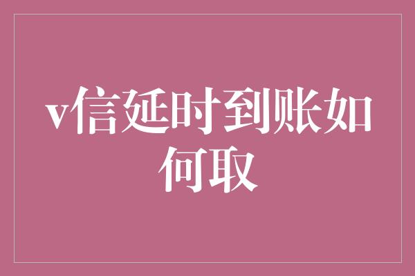 v信延时到账如何取